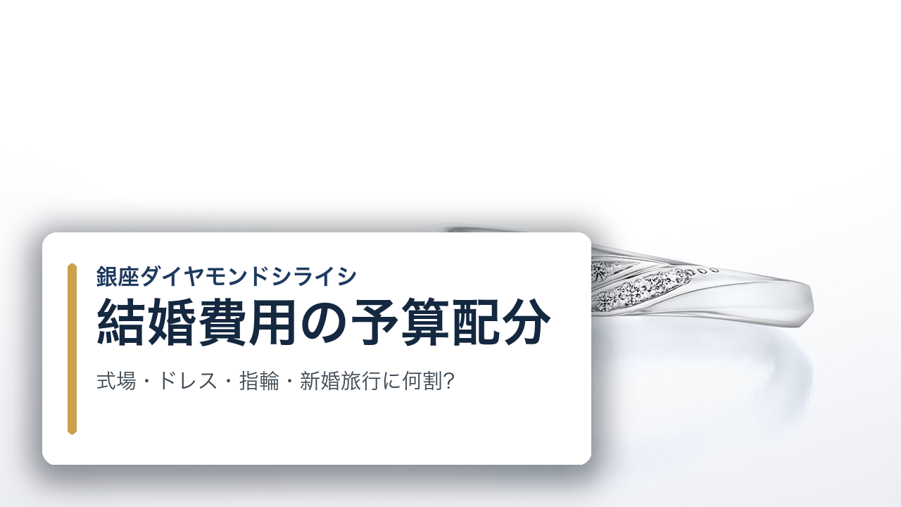 結婚費用の予算配分|式場・ドレス・指輪・新婚旅行に何割かける?指輪の考え方